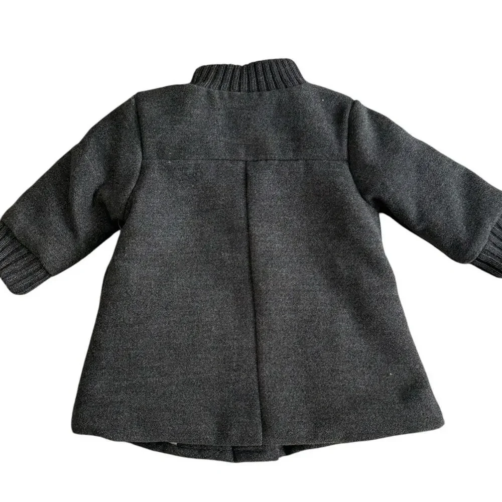 PENELOPE MACK Girls Gray Button Coat with Hat 12m NWT